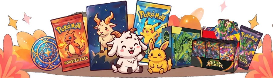 The goat with a selection of trading card packs
